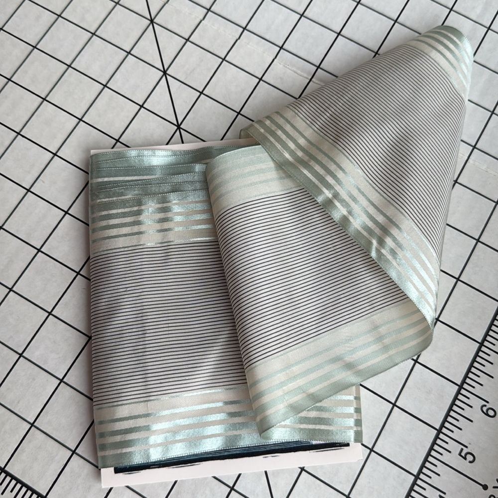 Vintage Satin Stripe Fabric – Aqua & Black Pinstripe – 4 Yards x 5”